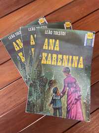 Livro Ana Karenina, Tolstoi (3 volumes)