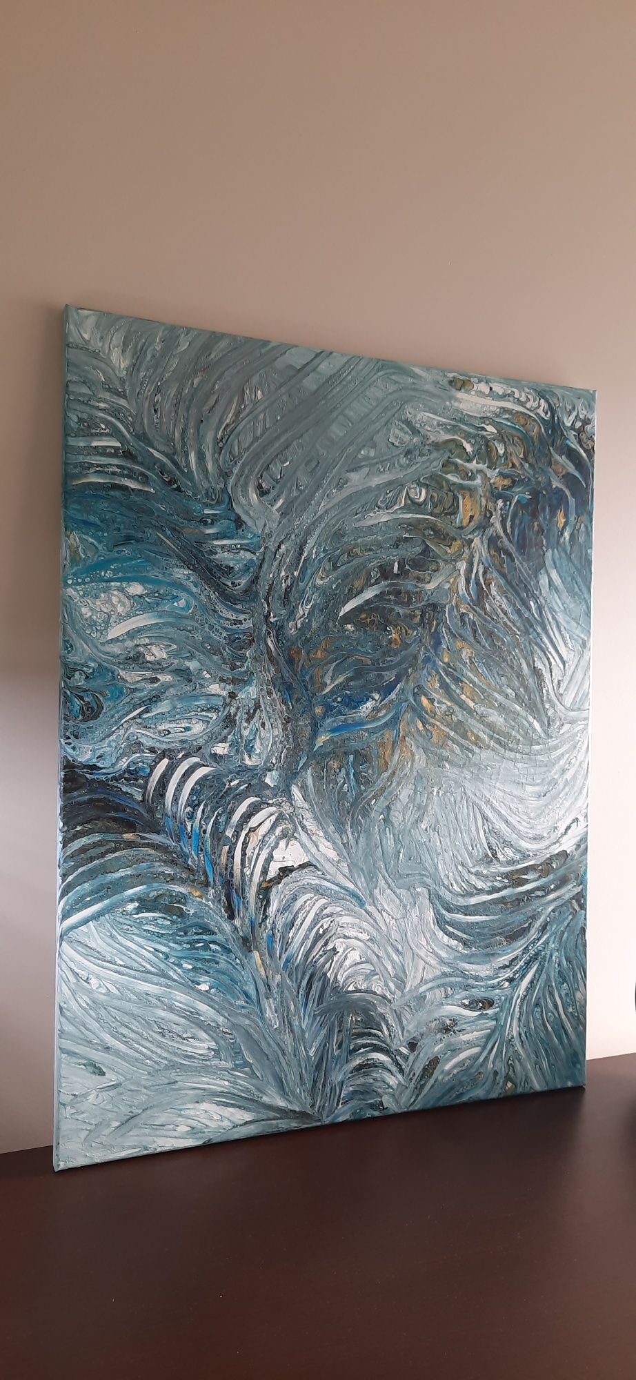 Obraz abstrakcyjny niebieski błękitny turkusowy 60x80
