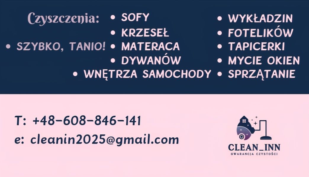Pranie mebli, sprzątanie, mycie okien