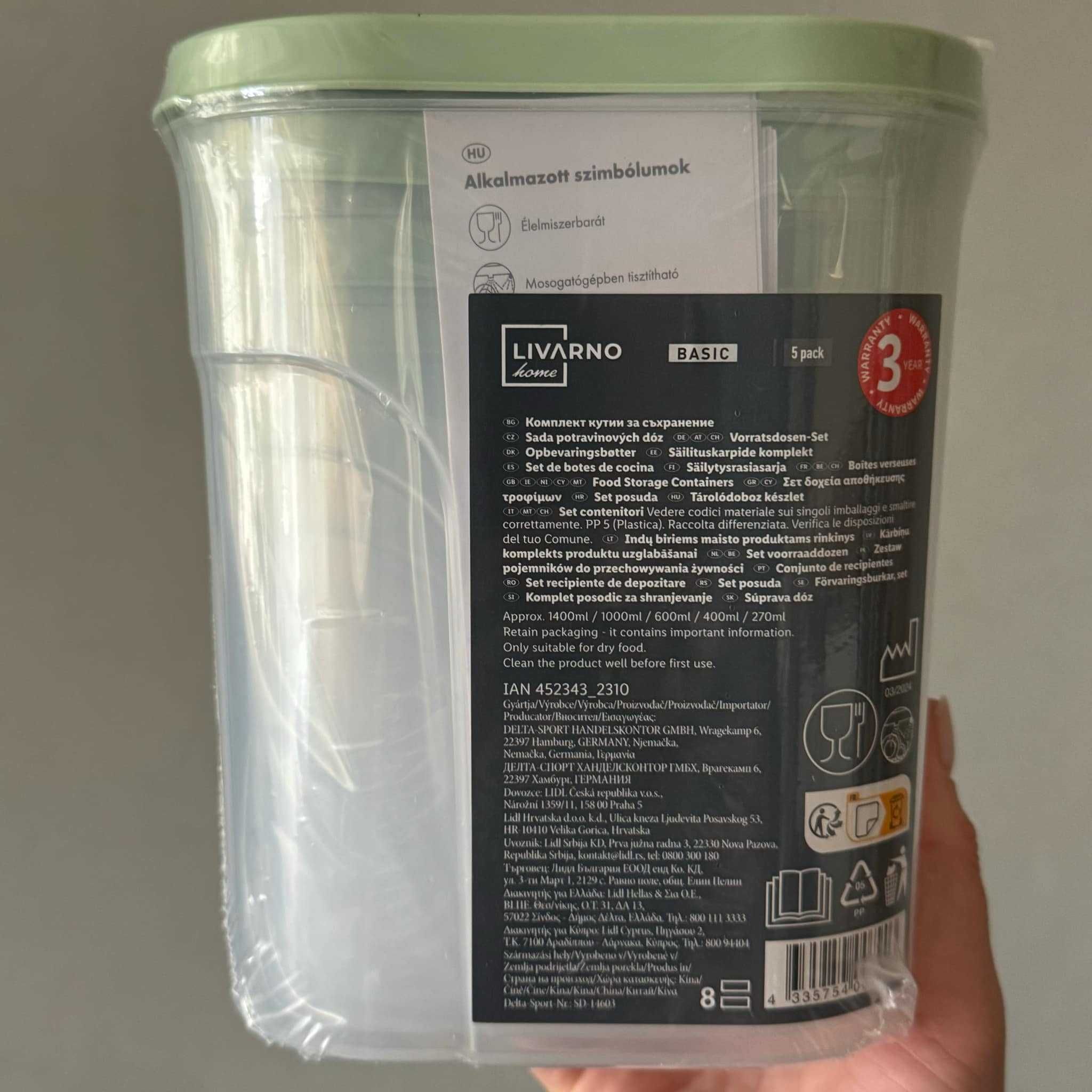 Livarno home Zestaw pojemników na żywność 5-częściowy Okazja!