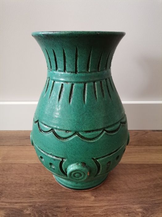 Piękny ceramiczny wazon-wysokość 31 cm-zielony