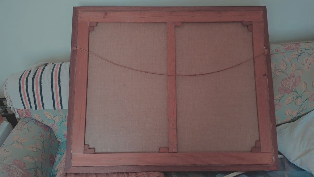 Extraordinária grande tela quadro pintura a oleo 83 x 102