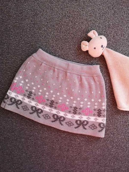 Reserved Kids spódniczka szaro-różowo-biała 86 cm 12-18m.