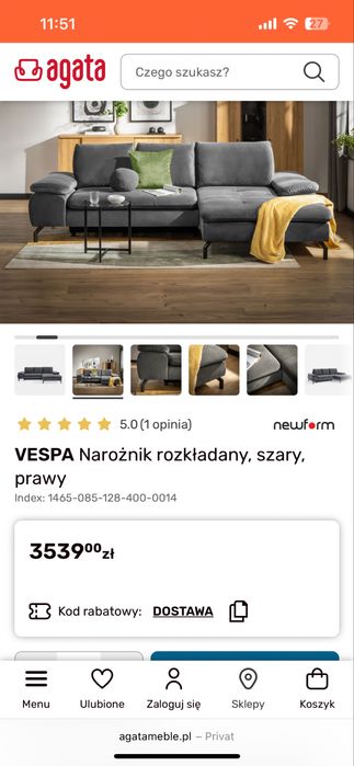 Naroznik z funkcja spania