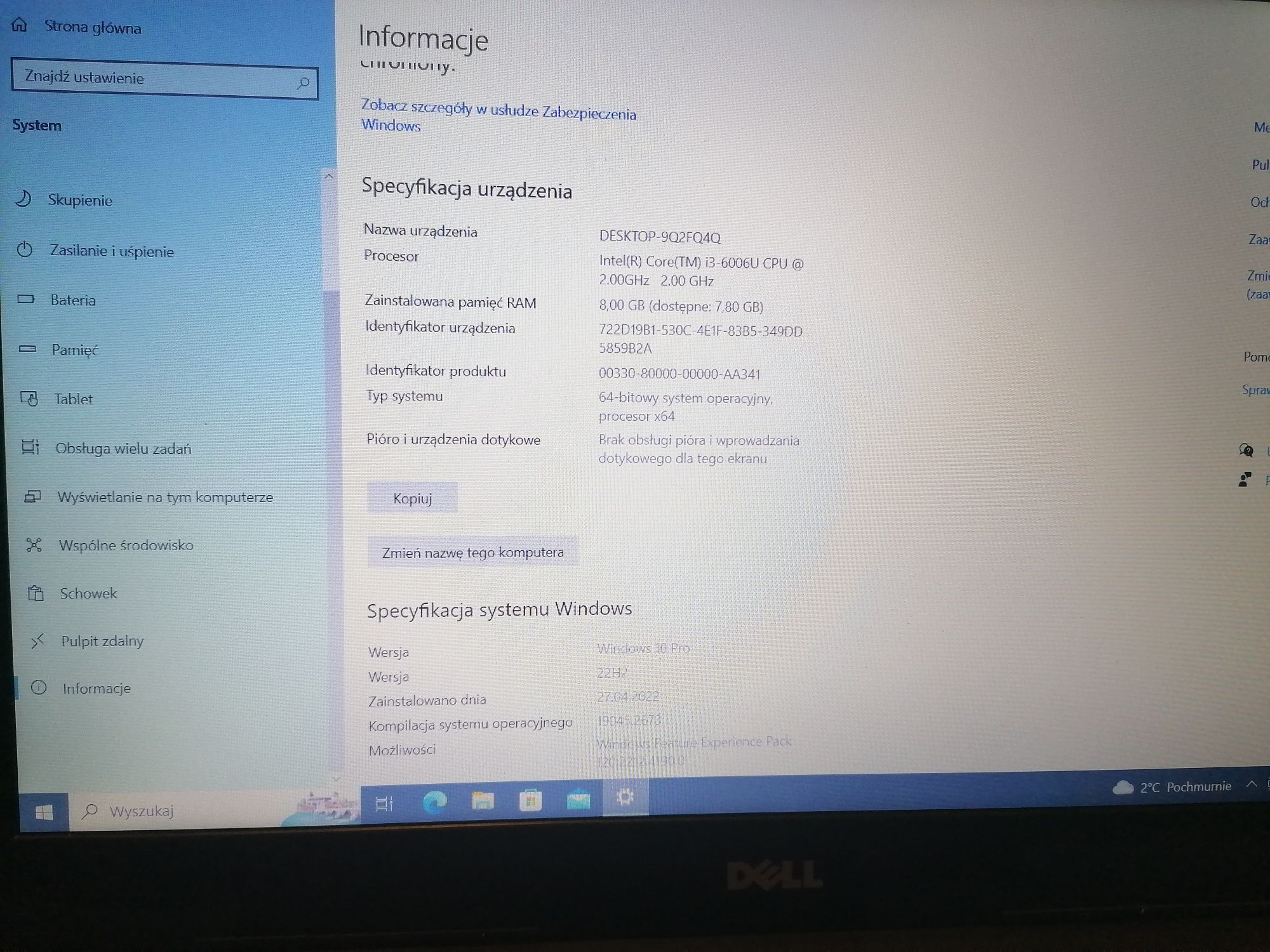 Dell Inspiron 15 5567, Intel Core i3-6006u 2,0GHz, SSD 240gb