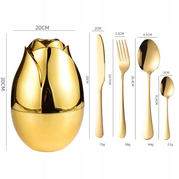 Sztućce 24el w ozdobnym jajku