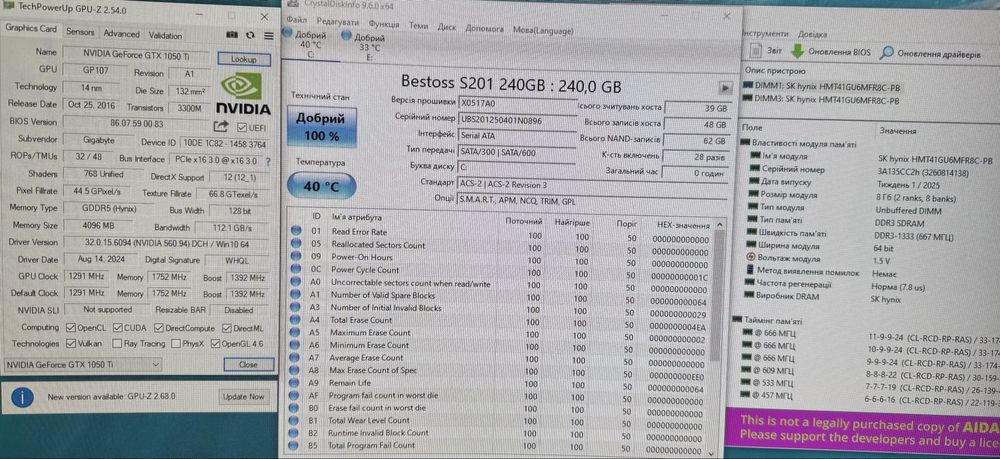 Ігровий ПК. GTX1050Ti, i5, 16Gb, SSD240Gb, HDD500Gb, налаштований.