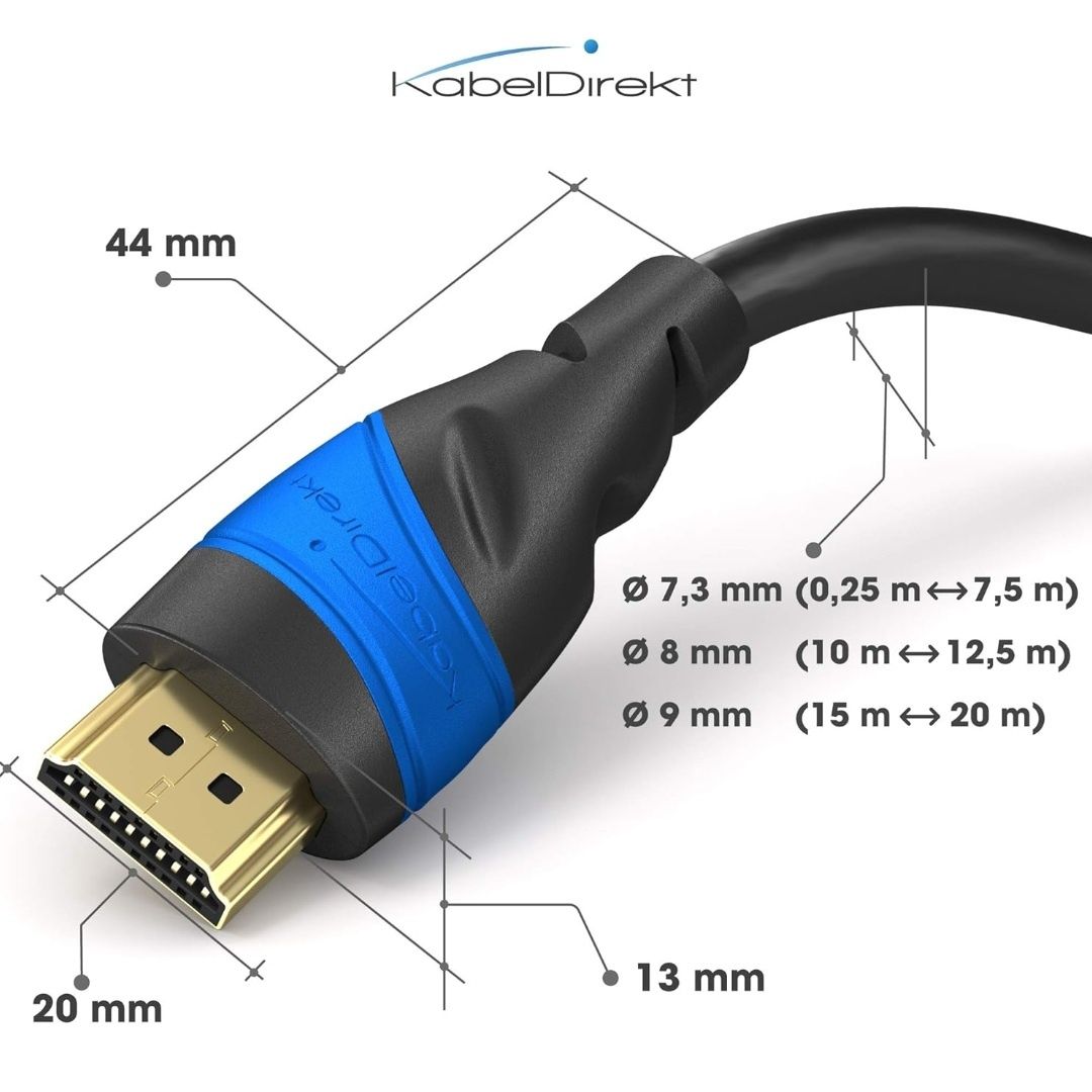 KabelDirekt – Kabel HDMI 4K i 8K – 1 m