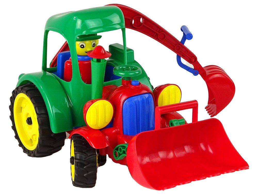 Duży Traktor Koparka Z Figurką Gumowe Koła Ruchome Łyżki
