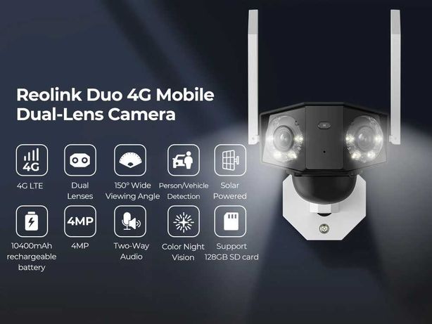 Reolink DUO 2 8mp 4G PoE WIFI Outdoor вулична камера 4mp sd 256 150°