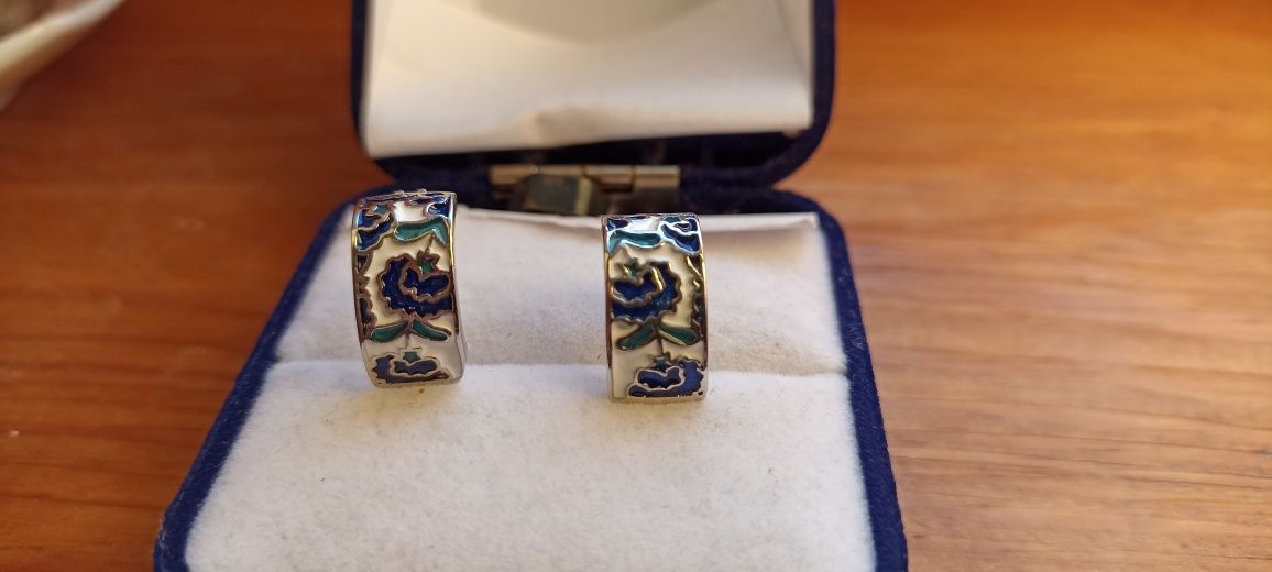 Серьги,сережки  с эмалью 925 проба