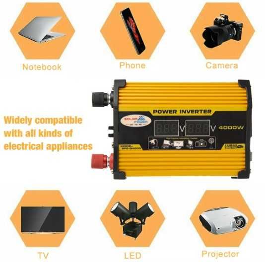 Інвертор, перетворювач  4000 W 12В /220 В, 4000Вт в наявності