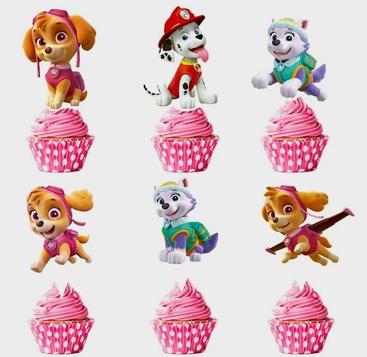 Топери в торт,кекс,  декор, украшение,  щенячий патруль,  скай