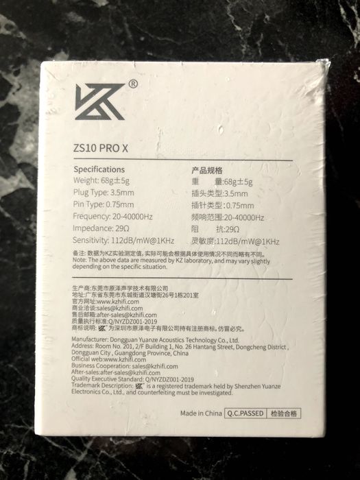 Słuchawki dokanałowe KZ ZS10 PRO X black, czarne, nowe, zafoliowane