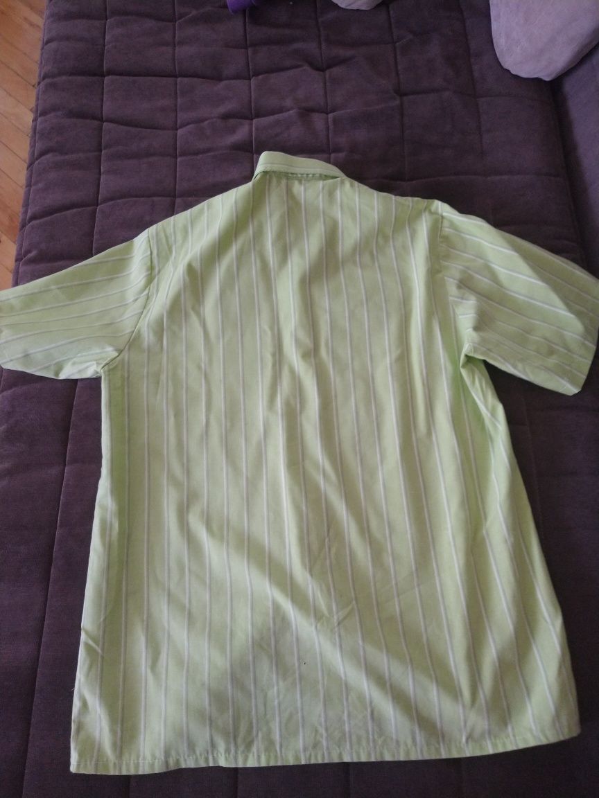 Koszula chłopięca 34/152 zielona w paseczki