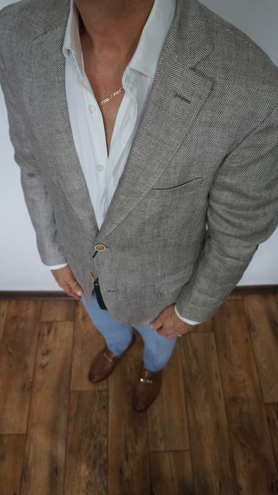 Marynarka Nowa Massimo Dutti Rozmiar 54 185/108 Kolor Brąz z Szarym