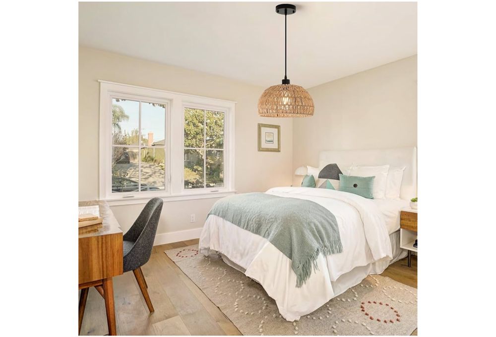 Rattanowa Lampa Wisząca Boho Vintage Piękna