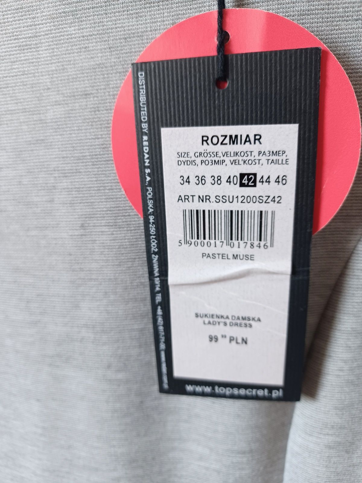 Sukienka 42 Top Secret nowa szara basic klasyczna jesień wiosna XL