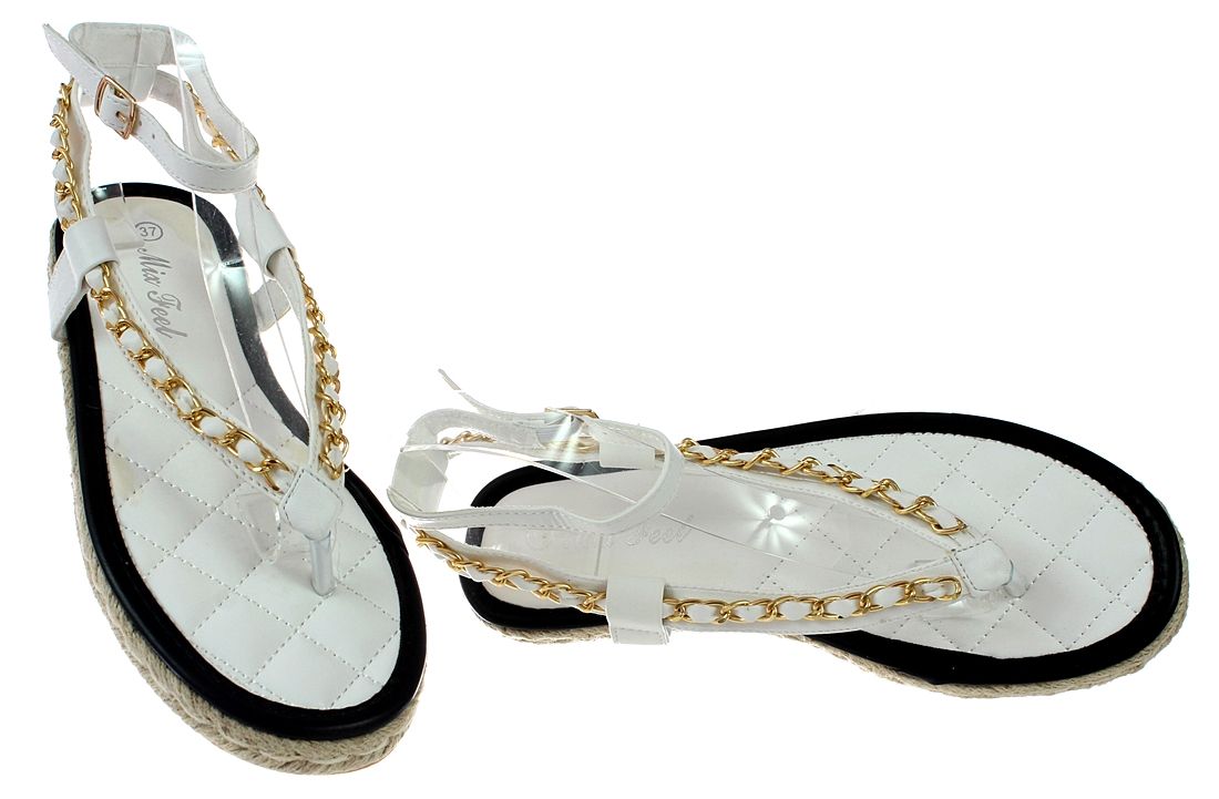 Sandały Japonki Espadryle Ozdobne Paski Sandałki 6425 Roz. 36