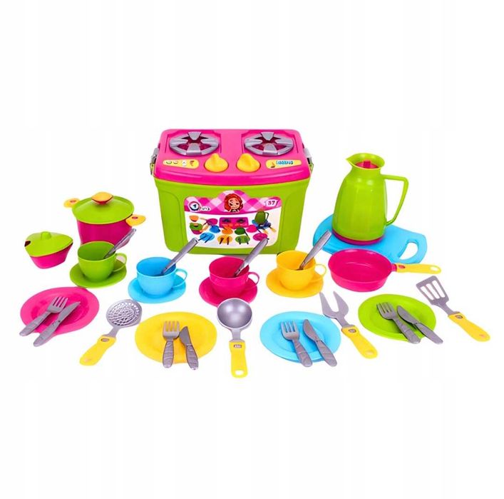 Zestaw kuchenny naczynia kuchenka sztućce garnki - jak nowy