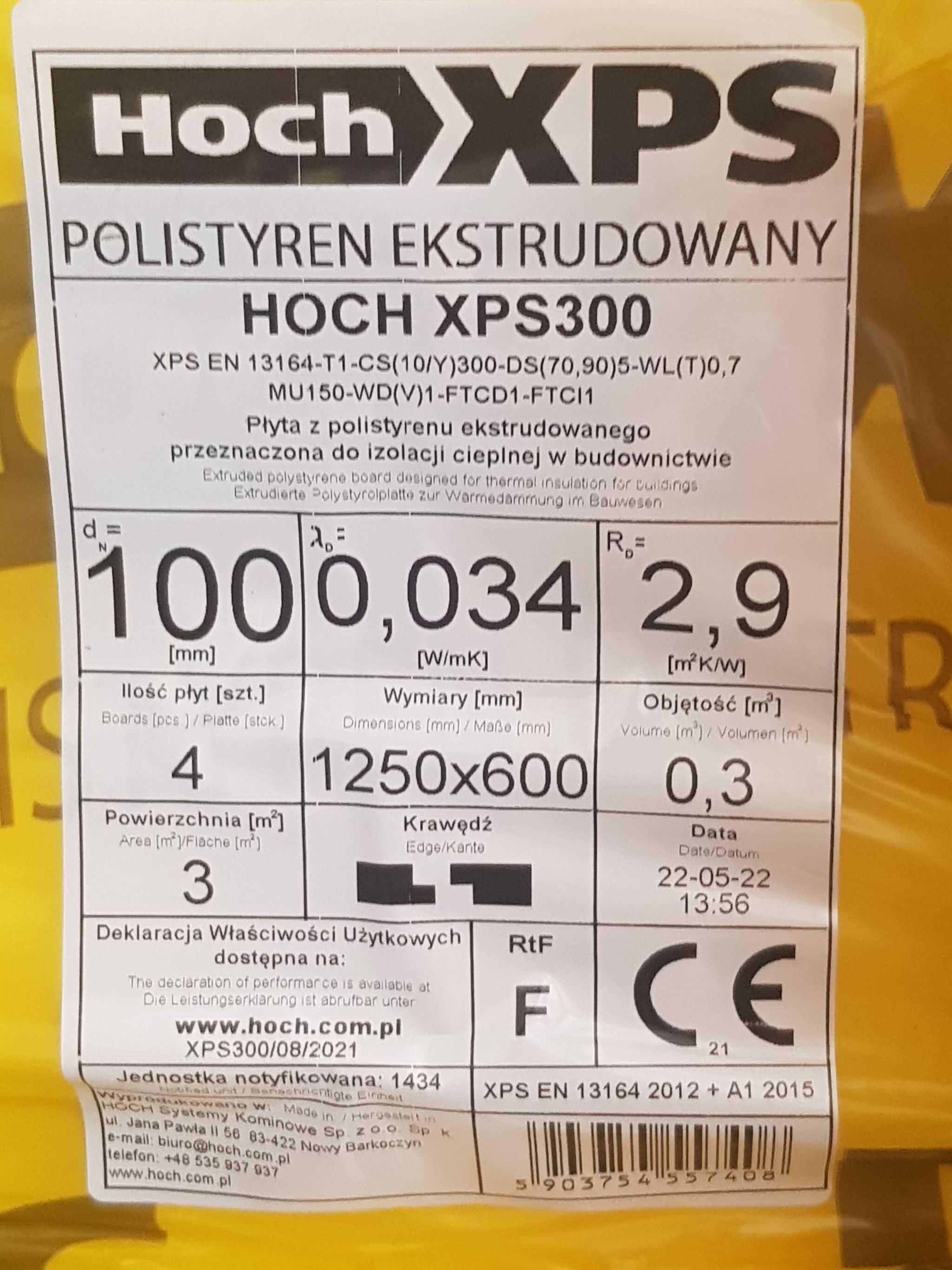 XPS Płyta HOCH XPS 300 125x60 gr 10cm - 28,50 zł / szt