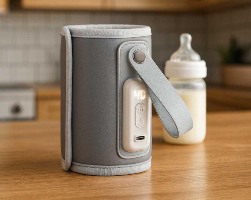 MOBILNY Podgrzewacz Do Butelek Lionelo USB-C 5 Trybów Srebrny SZYBKI
