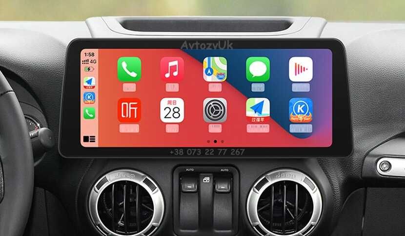 Магнитола WRANGLER Jeep USB GPS 2 din дин Вранглер CarPlay Android 14