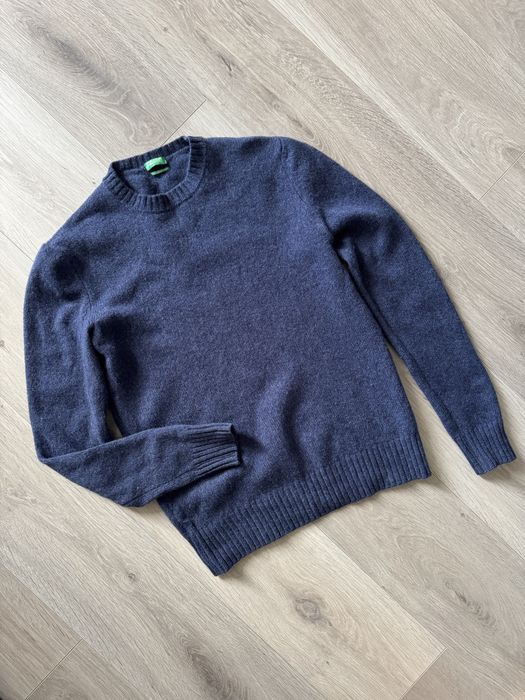 Синій шерстяний светр benetton S чоловічий