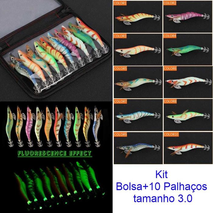 Palhaços, Amostras, Anzois, . polvo/choco (ver imagens) Material pesca