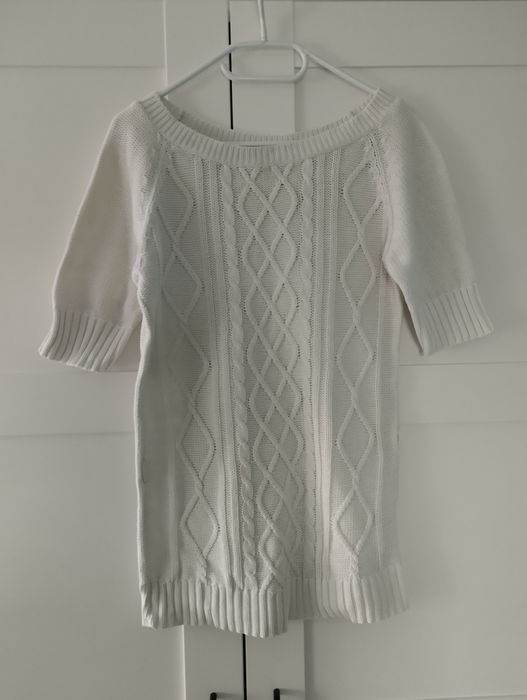 Sweterek sweter damski kremowo biały ecru retro splot L
