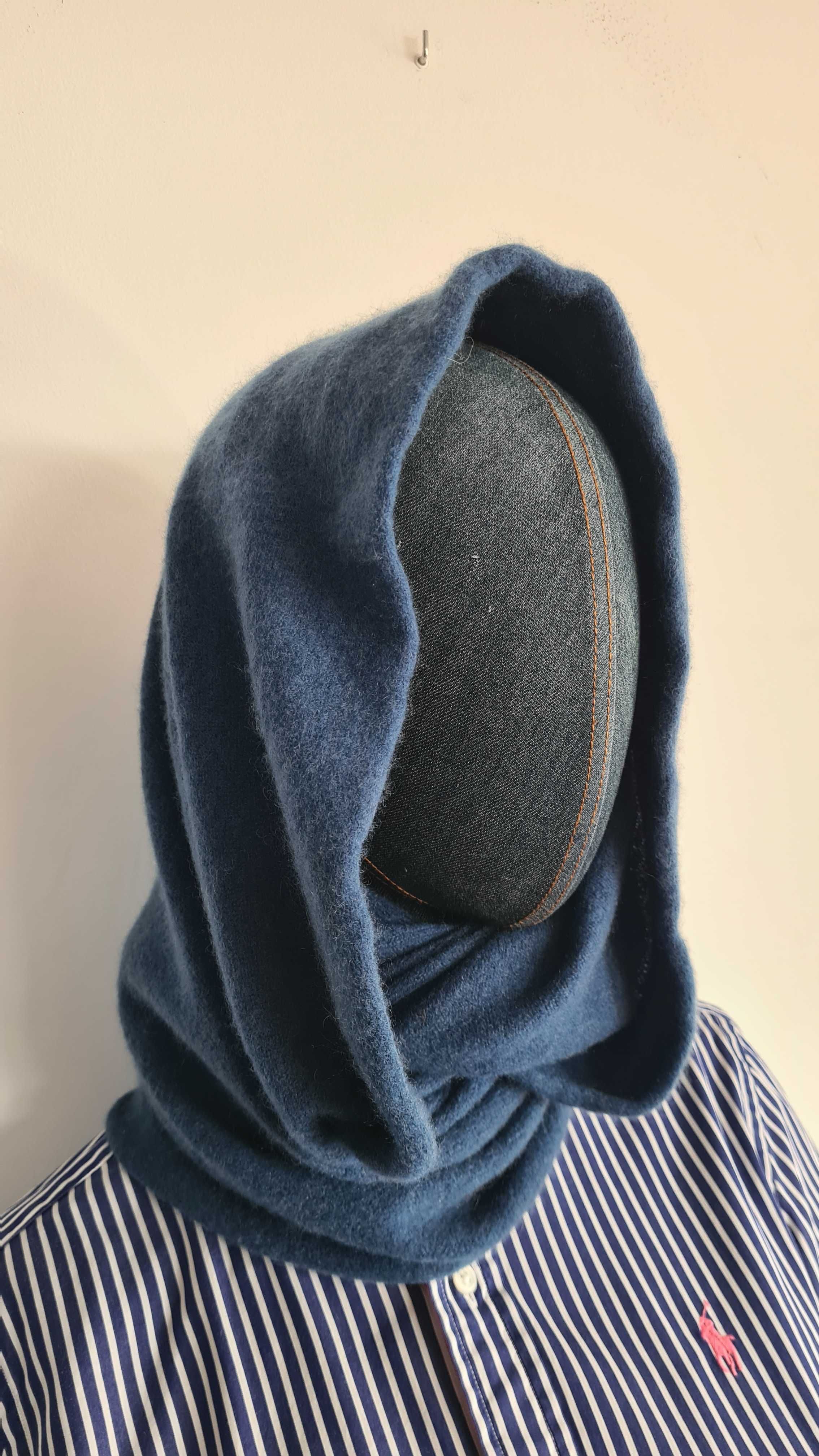 Golf Szalik Komin 70% Merino i 30% Kaszmir. Niebieski, Melanżowy