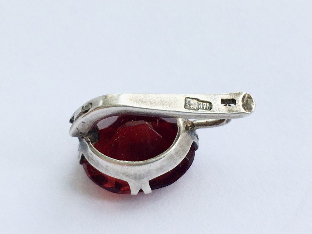 Серьга Гранат Позолота Серебро 875 проба