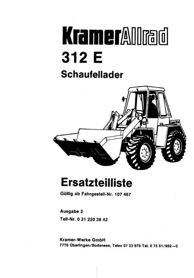 Katalog części ładowarka kołowa Kramer 312 E ET L LE LT S SE SL SLX