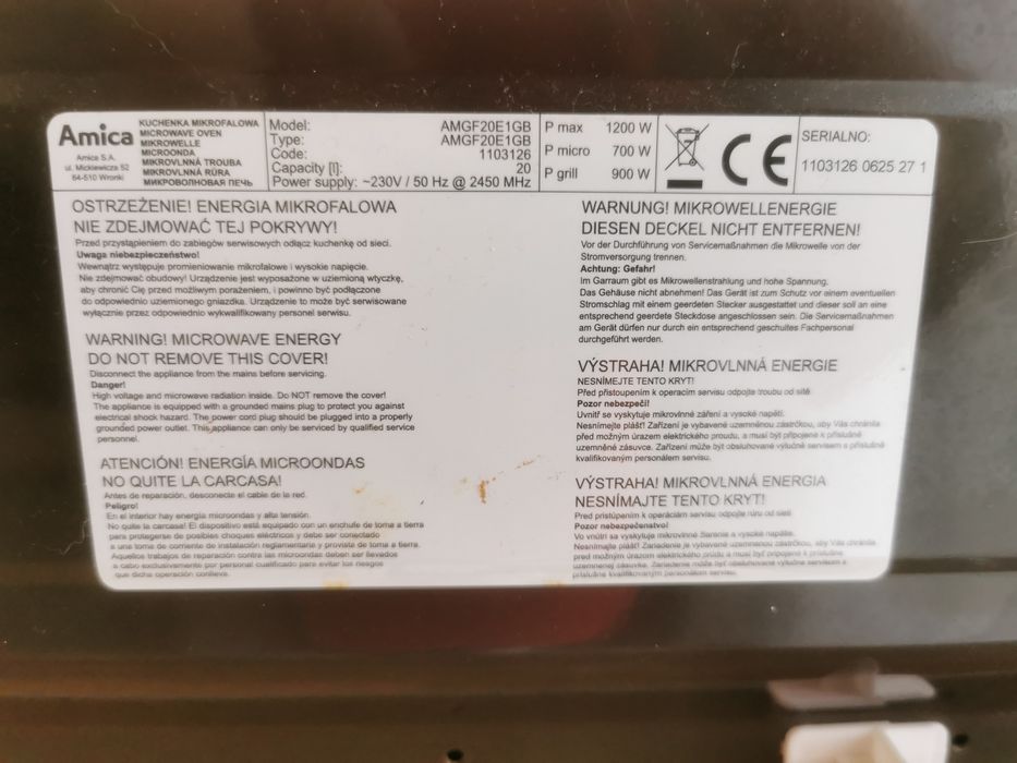 Nowoczesna mikrofalówka mikrofala  kuchenka mikrofalowa Amica