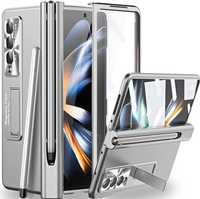 Miimall Samsung Galaxy Z Fold 4 etui pancerne uchwyt S Pen srebrne
