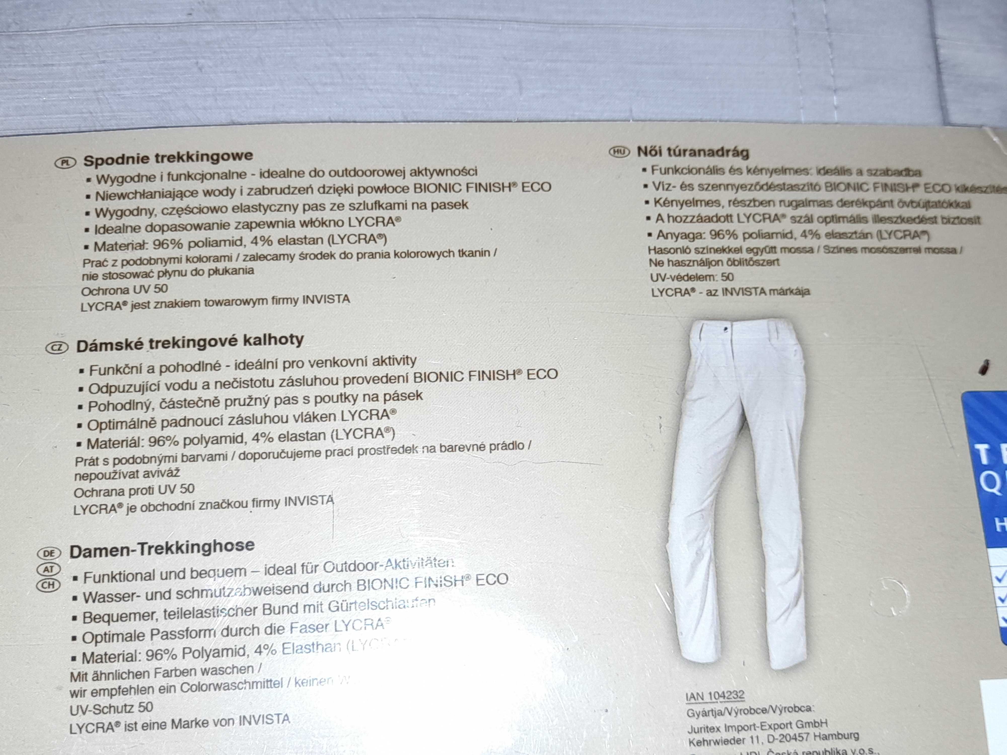Spodnie damskie Nowe trekingowe Crivit beżowe, rozmiar 38 -40