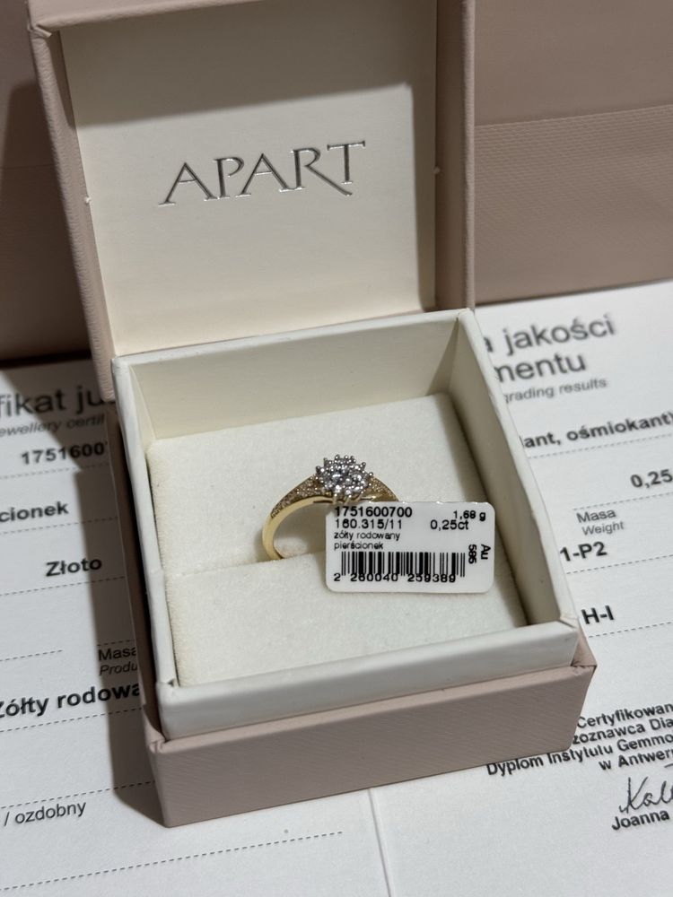 Pierscionek Apart złoty brylanty diamenty nowy 11 zaręczynowy