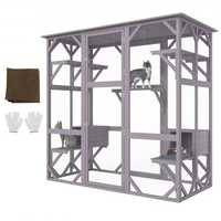 Cat Cage Condo Catio Gabinete de madeira para gatos com 5 plataformas