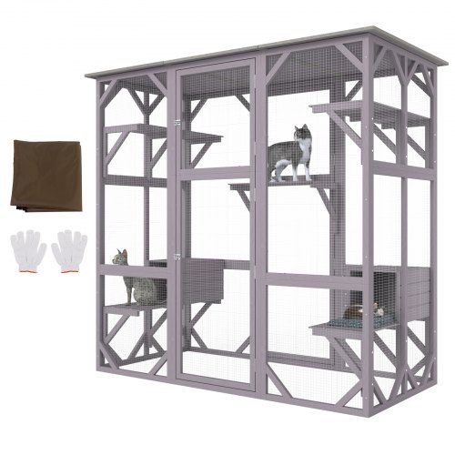 Cat Cage Condo Catio Gabinete de madeira para gatos com 5 plataformas