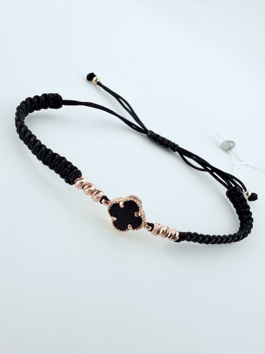 Браслет золотий/текстиль,агат