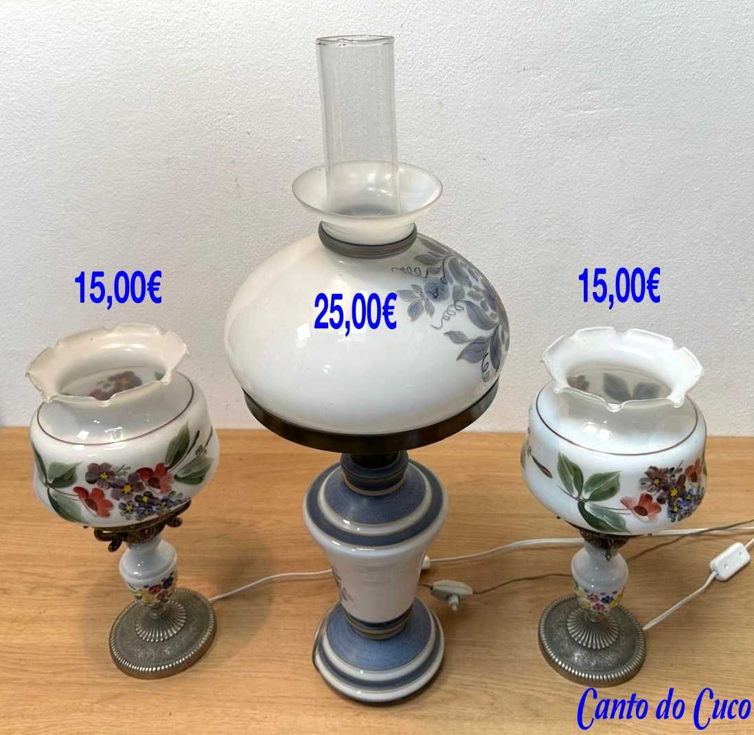 Candeeiros de mesa antigos porcelana