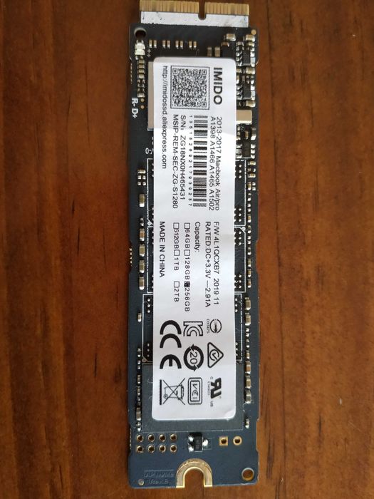 Disco SSD 256GB para Macbook Air e Pro de 2013 a 2017