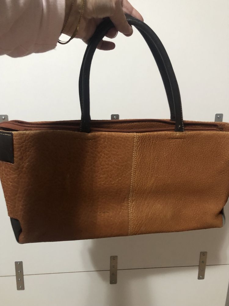 Carteira Franzi original cor camel e castanho em pele