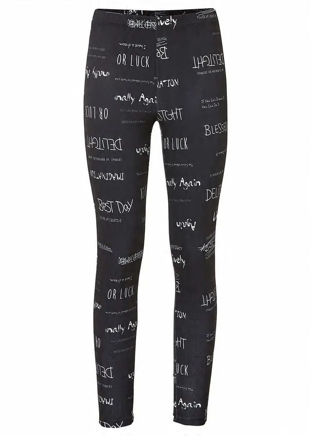 B.P.C legginsy czarne z białymi napisami r.32/34