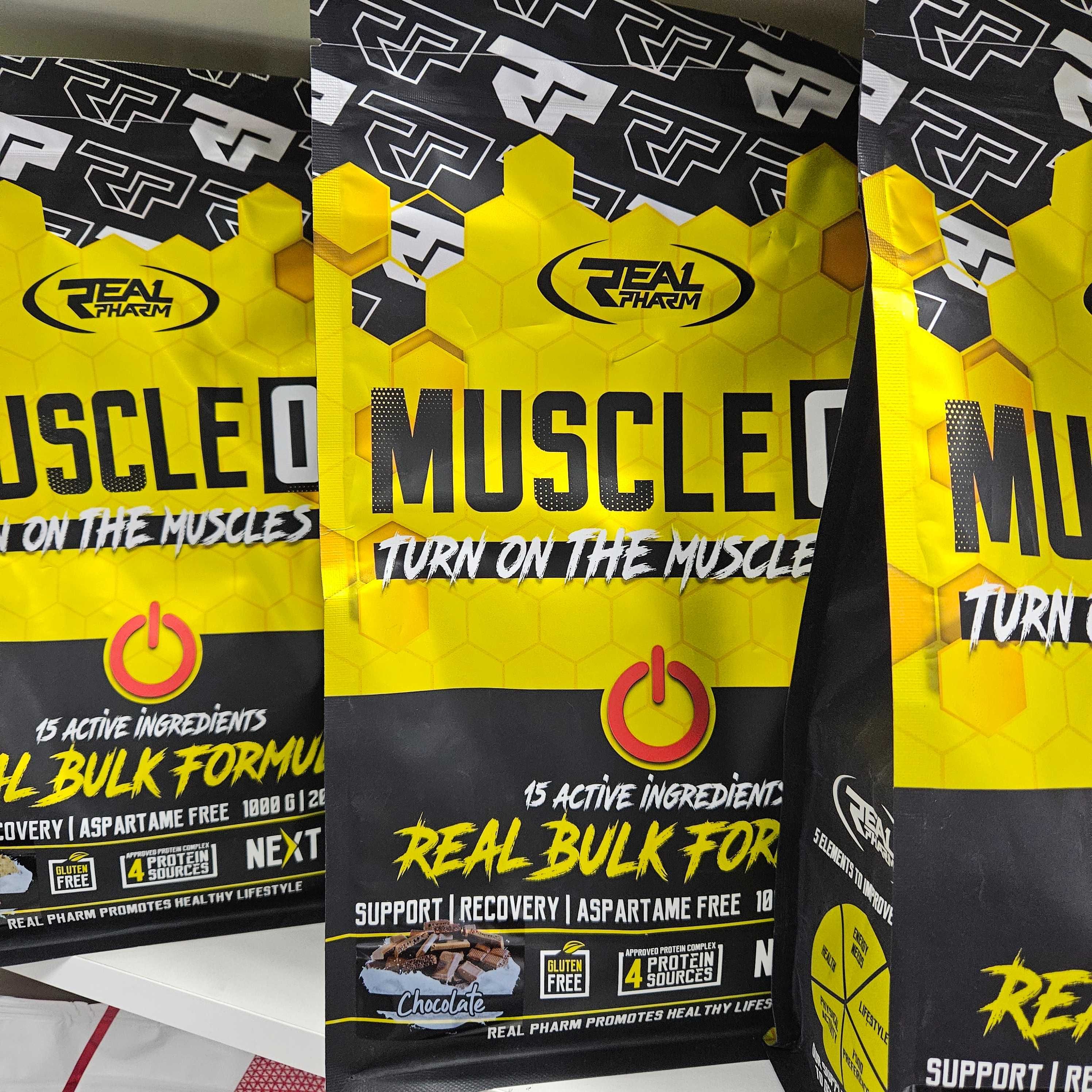 BULK, Gainer, Real Pharm MUSCLE ON 1000g BULK smak czekolada orzech