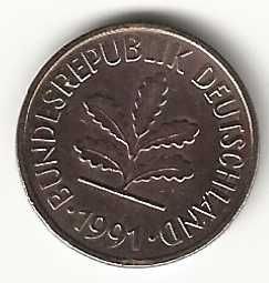 5 Pfennig de 1991 A, Alemanha