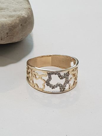 Złoty pierścionek z cyrkoniami, złoto 585,rozm. 18