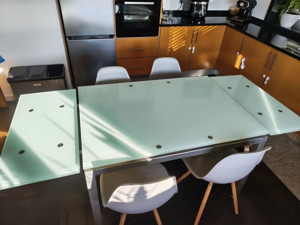 Mesa vidro extensível
