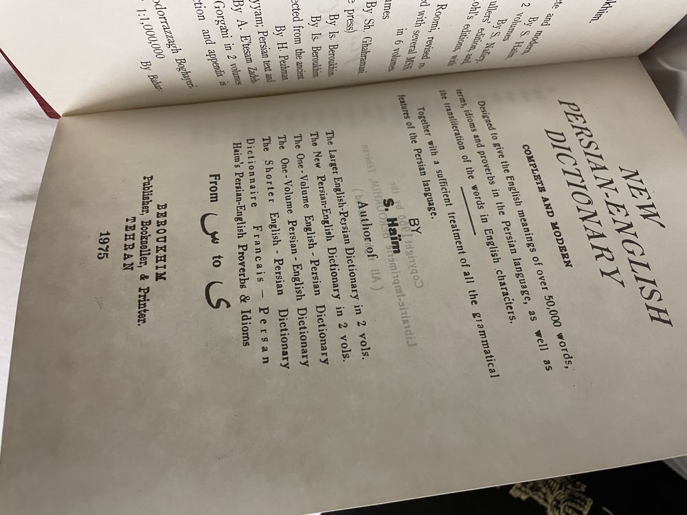 Dicionarios Persa / Inglês anos 70