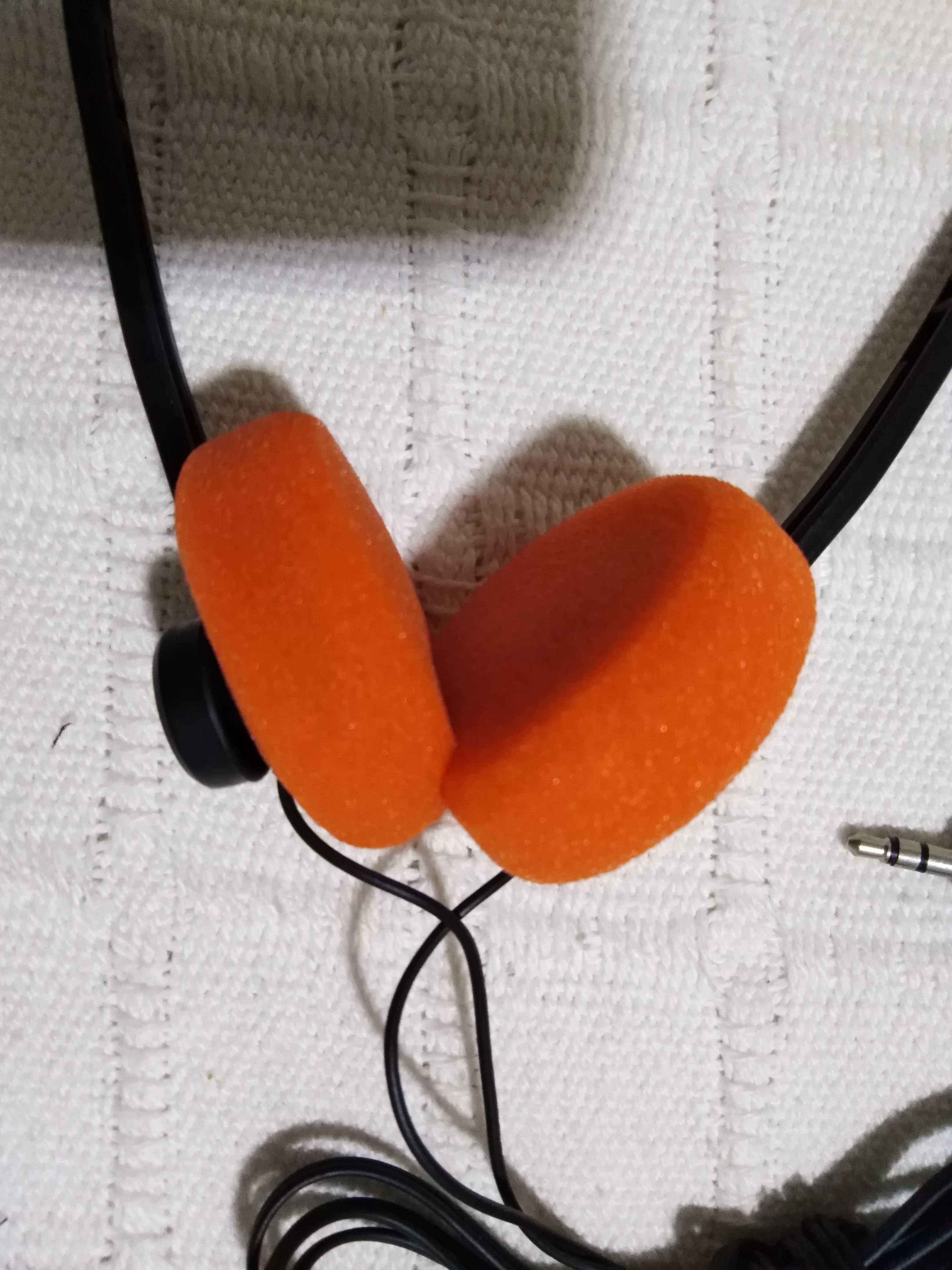 Auscultadores Headphones Retro 80's e 90's Esponjas Laranja e Negro